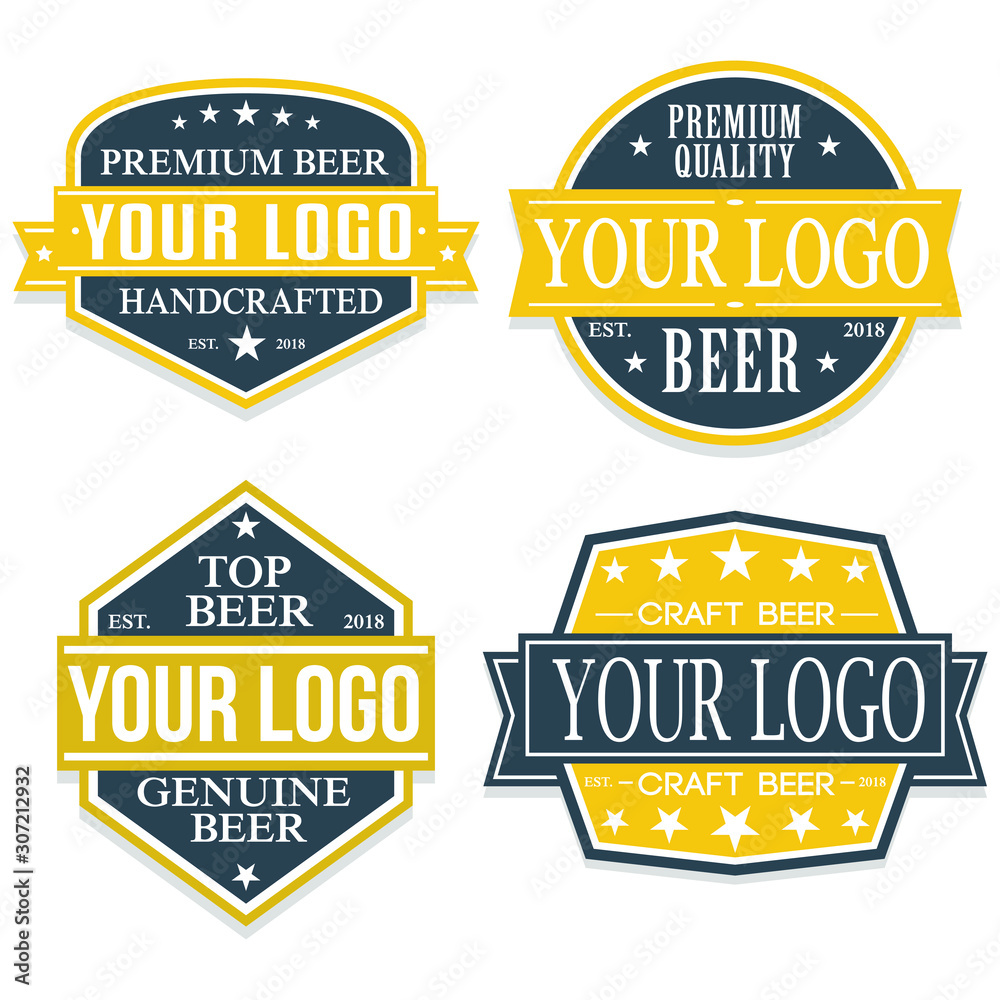 Beer Label Quality Seal Stamp Yellow Design Vector Art. Your Logo Template Badge.