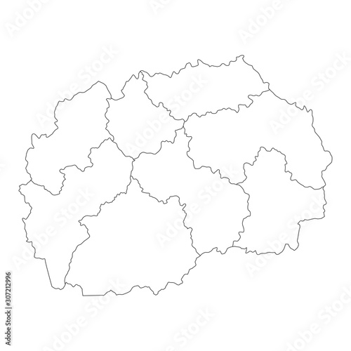 vector map of north macedonia with borders of regions