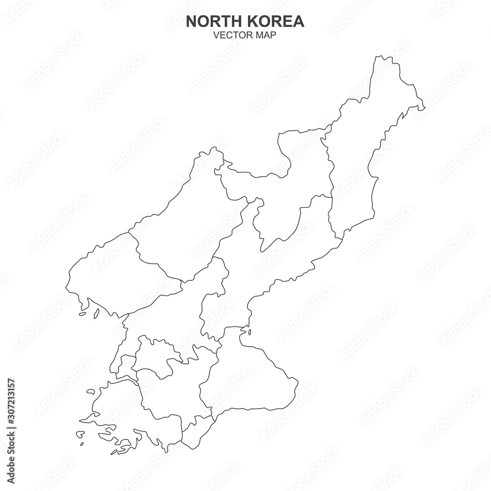 vector map of North Korea on white background
