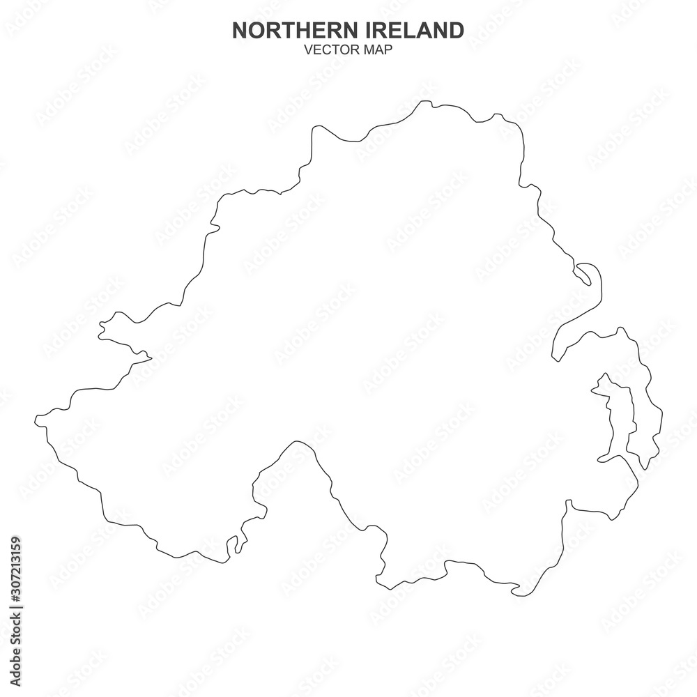 political map of Northern Ireland isolated on white background