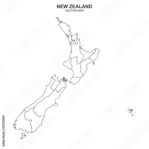 political map of New Zealand isolated on white background