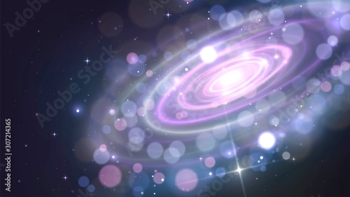 Space, galaxy made of blurry dust, bokeh, nebula and stars