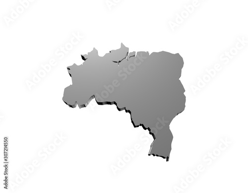 map of brazil in metallic material 3d effect