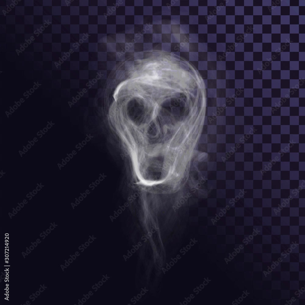 Smoke skull on transparent background, creepy ghost Smoke skull on transparent background, creepy ghost