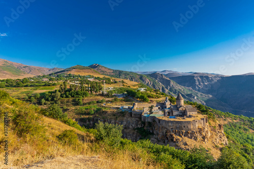 Tatev monastery panorama landscape mountains landmark of Syunik province Armenia eastern Europe