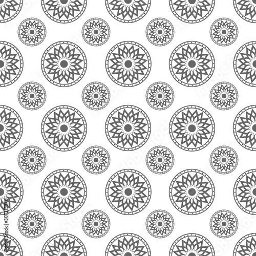 Seamless pattern of circle ornament in the white backdrop