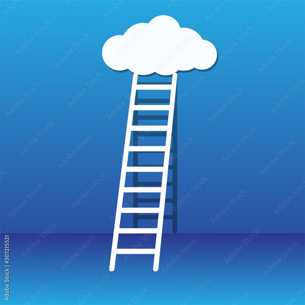 Business winner concept, clouds with ladders or stairs, stock vector illustration Business winner concept, clouds with ladders or stairs, stock vector illustration