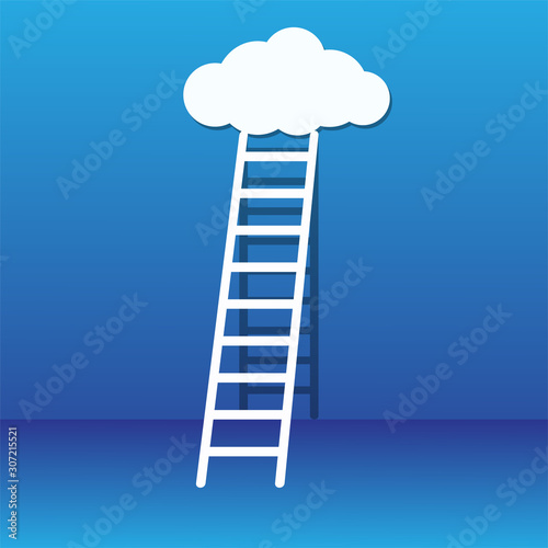 Business winner concept, clouds with ladders or stairs, stock vector illustration