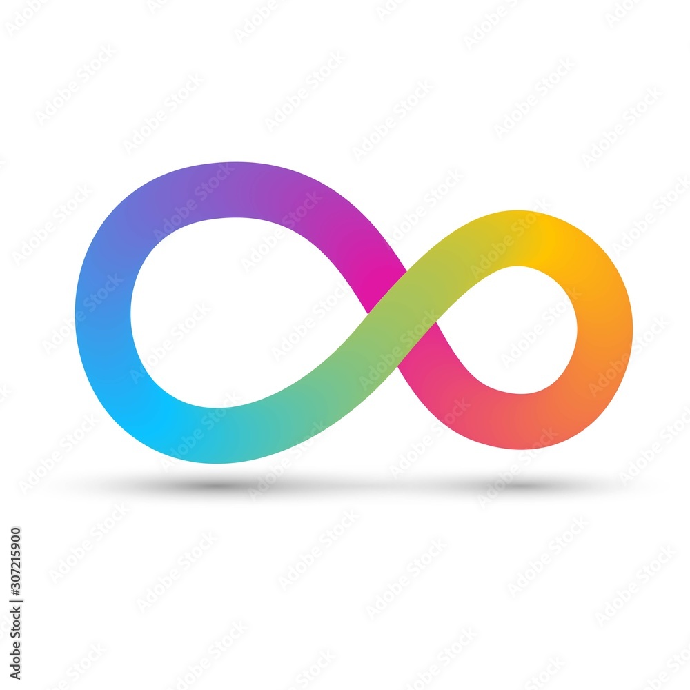 Colorful infinity sign with stripes, rainbow gradient swirling ring Colorful infinity sign with stripes, rainbow gradient swirling ring