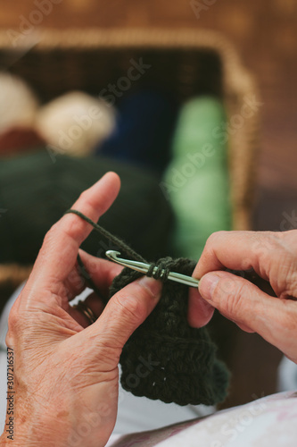 Senior Woman Knits and Sews