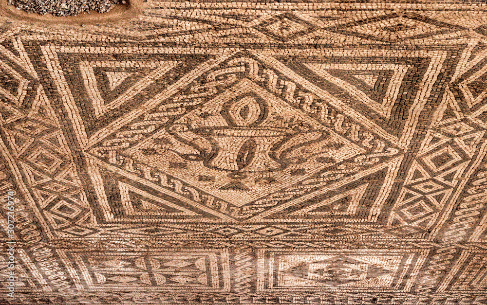 Mosaïque romaine dans le théâtre de Mérida, Espagne Mosaïque romaine dans le théâtre de Mérida, Espagne