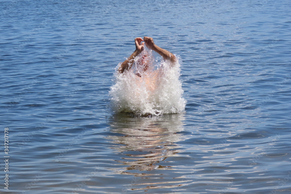 Fototapeta premium man in water