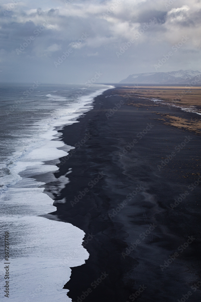 Typical black volcanic coastline of Iceland