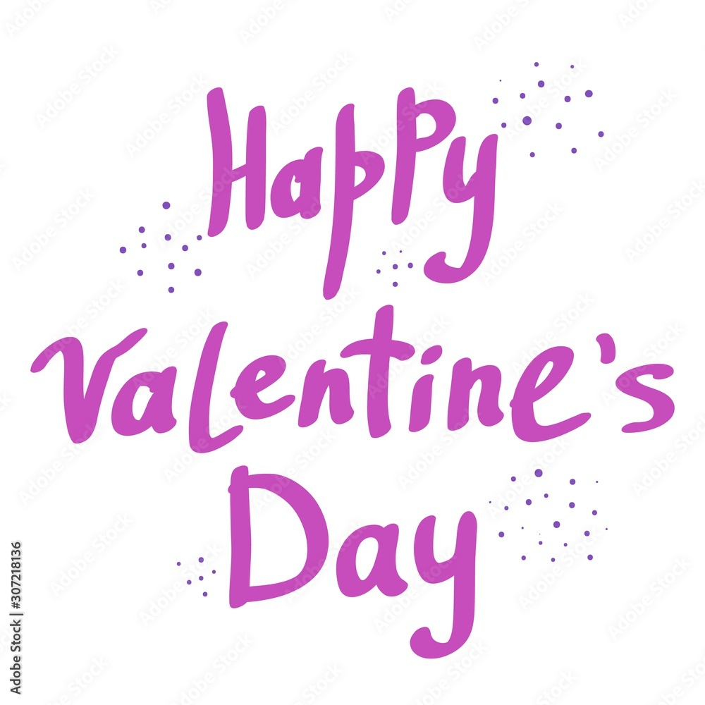 Valentine day greeting card design. Pink inscription on a white background. Happy Valentines Day. Isolated Design for holiday greeting card and invitation of the wedding and love day