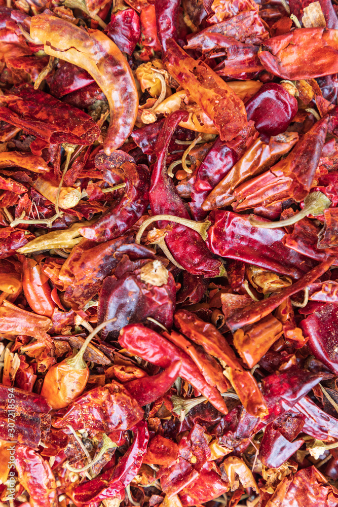 Dried chili peppers for sale at the market in Debark Dried chili peppers for sale at the market in Debark