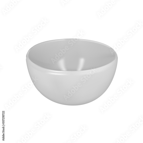 porcelain plate Vector illustration of ceramic dishes. Isolated realistic image of a white salad bowl.