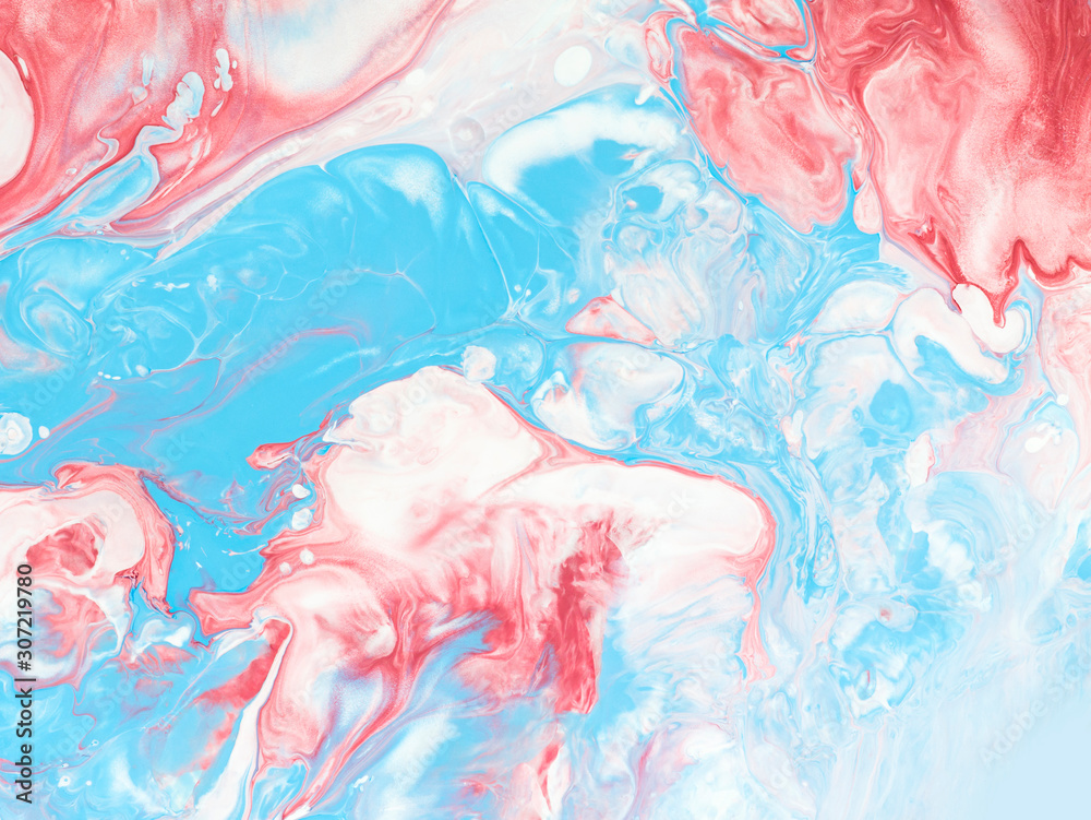 Fototapeta premium Blue and red creative abstract hand painted background, marble texture