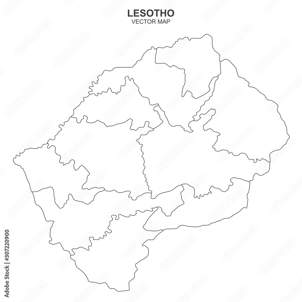 political map of Lesotho isolated on white background