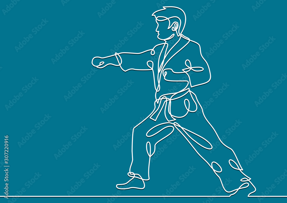 Vector karate -continuous line drawing