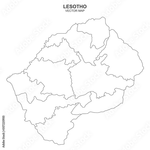 political map of Lesotho isolated on white background