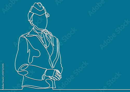 stewardess woman-continuous line drawing