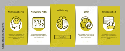 Alzheimers Disease Onboarding Mobile App Page Screen. Brain And Drugs, Wheelchair And Man Silhouette With Alzheimers Illness Concept Illustrations