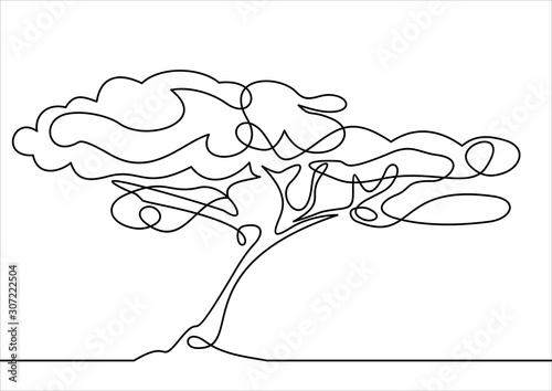 Line drawing of a tree, vector illustration-continuous line drawing