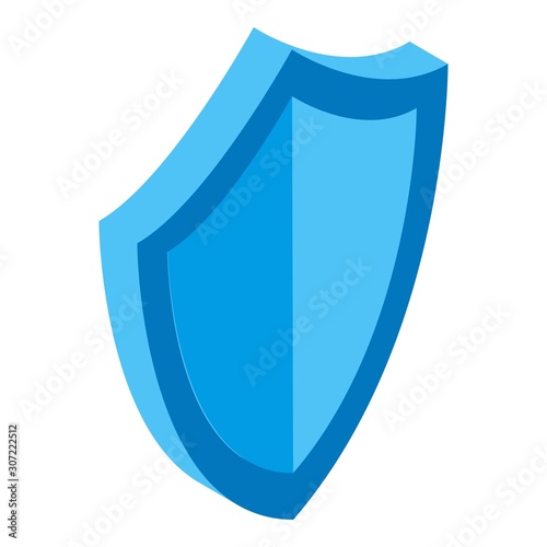 Blue shield icon. Isometric of blue shield vector icon for web design isolated on white background