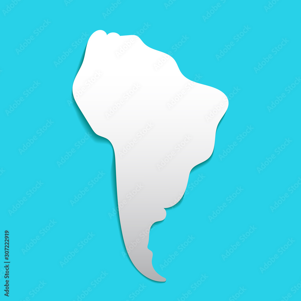 Sketch South American continent banner. Typographic poster paper cut style