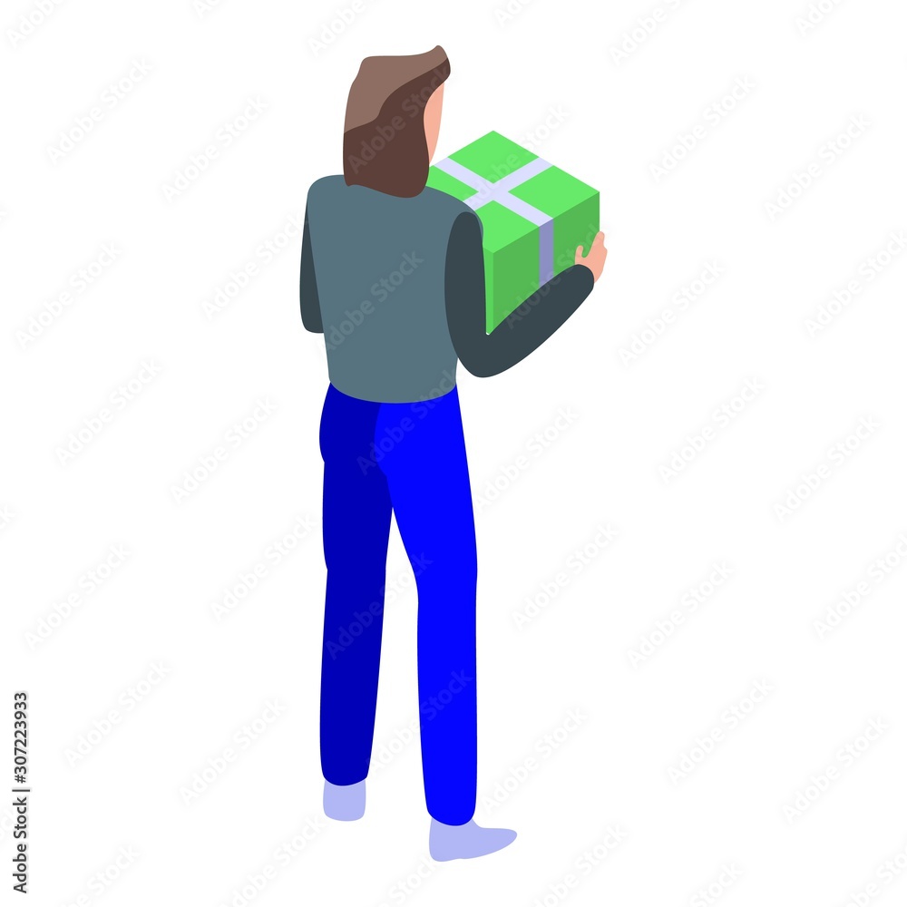Man green parcel icon. Isometric of man green parcel vector icon for web design isolated on white background Man green parcel icon. Isometric of man green parcel vector icon for web design isolated on white background
