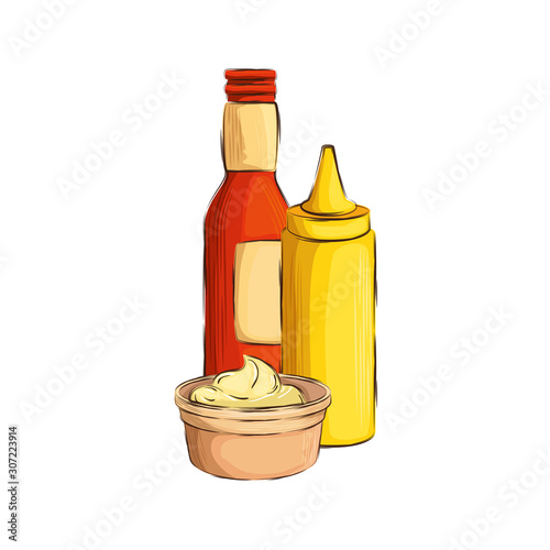 set of delicious sauces isolated icon vector illustration design