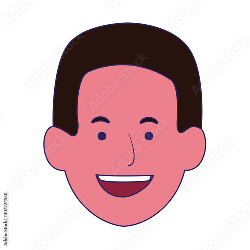 cartoon man smiling icon, flat design