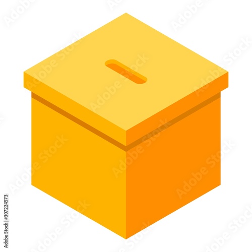 Ballot box icon. Isometric of ballot box vector icon for web design isolated on white background