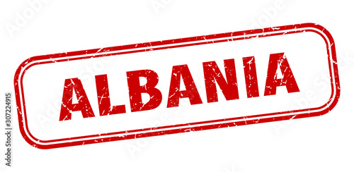 Albania stamp. Albania red grunge isolated sign