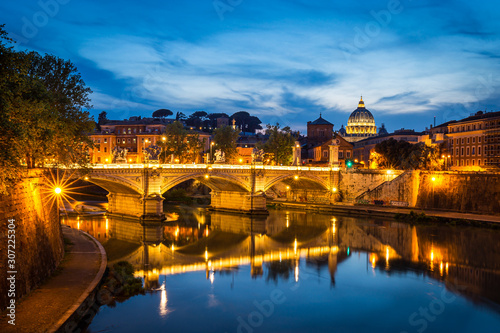 St Peter's Basilica in the Vatican at nightfall