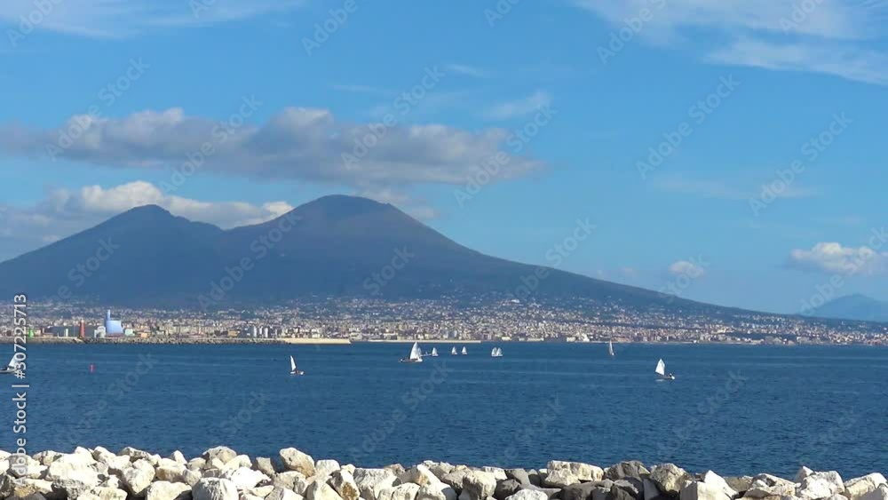 Italy, Naples, view of Vesuvius from the waterfront Italy, Naples, view of Vesuvius from the waterfront