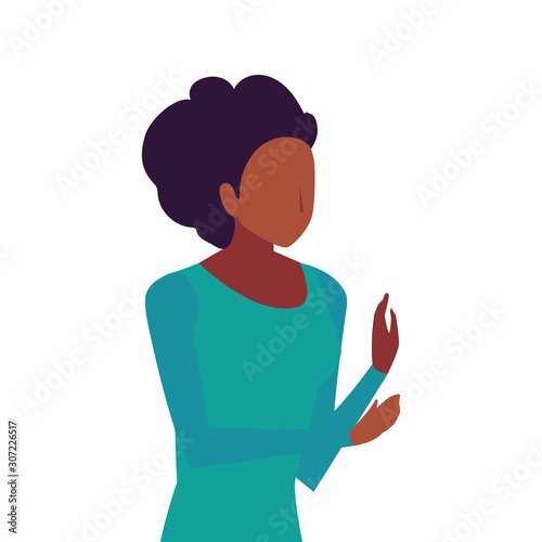 young woman on white background