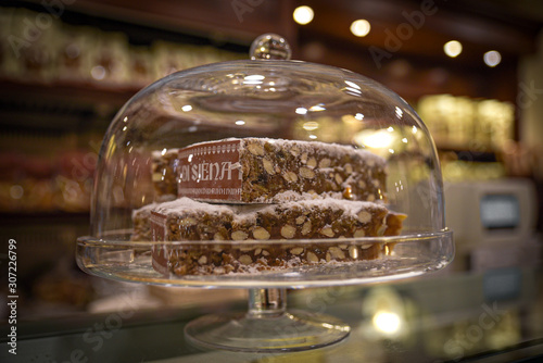Panforte. Typical Siena cake prepared with almonds and candied fruit