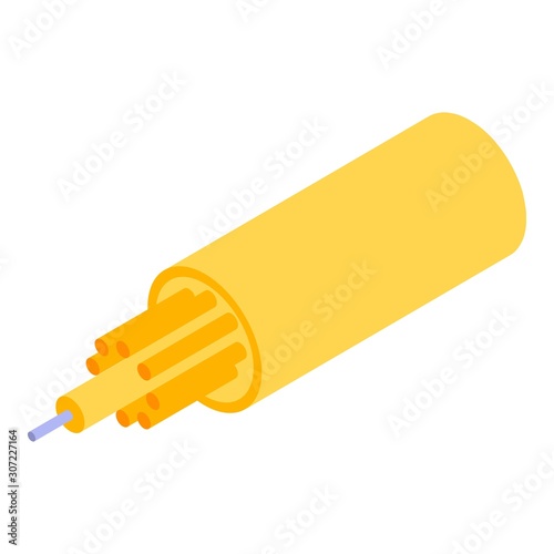 Yellow broadband optical cable icon. Isometric of yellow broadband optical cable vector icon for web design isolated on white background