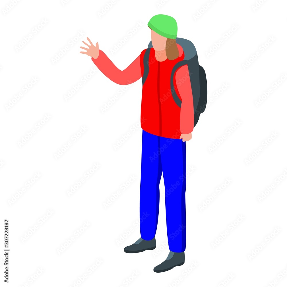 Hiking man icon. Isometric of hiking man vector icon for web design isolated on white background