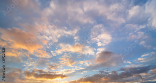 Fototapeta Naklejka Na Ścianę i Meble -  Beautiful sunset sky. Dramatic colorful clouds after sunset. Nature backgrounds.	