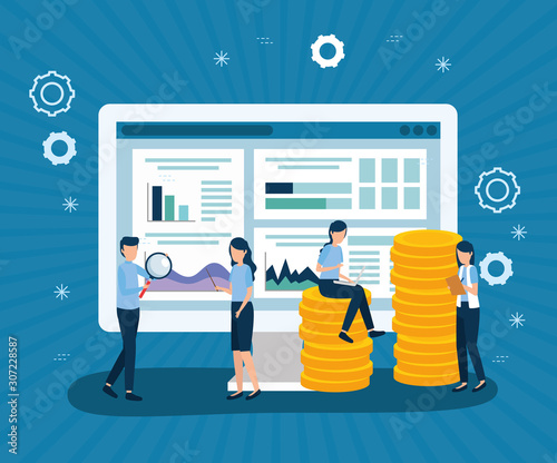 Workflow design, Infographic data information business analytics and visual presentation theme Vector illustration