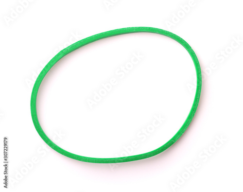 Top view of green rubber band