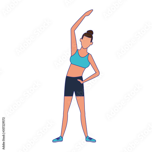 avatar woman stretching icon, flat design