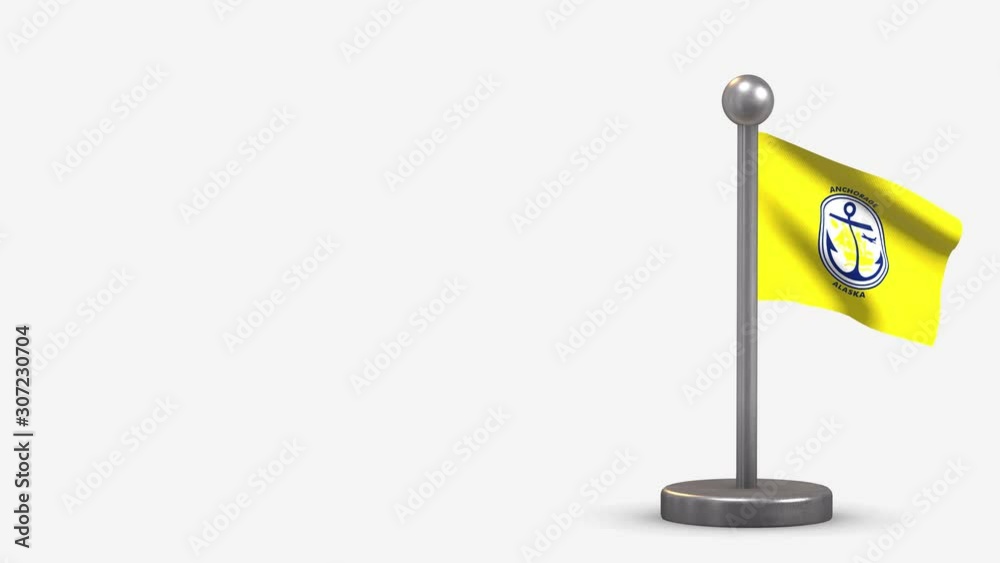 Anchorage Alaska 3D waving flag animation on tiny flagpole. Anchorage Alaska 3D waving flag animation on tiny flagpole.