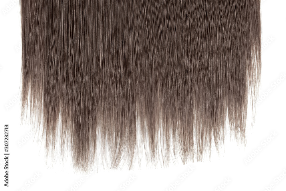 Brown hair close-up on white background, isolated Brown hair close-up on white background, isolated