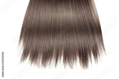 Brown hair close-up on white background, isolated