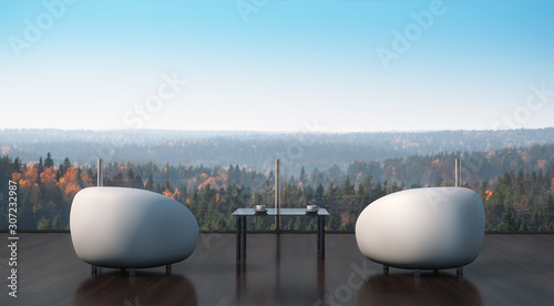Foto Terrace in a picturesque forest