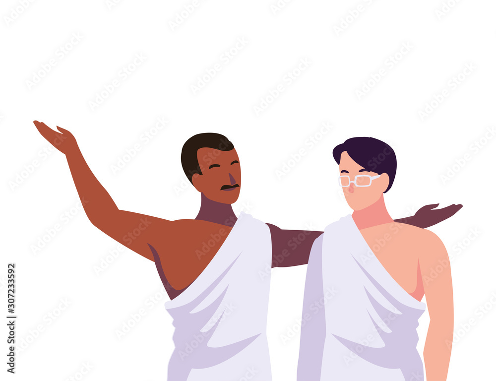 Fototapeta premium men pilgrim hajj on white background