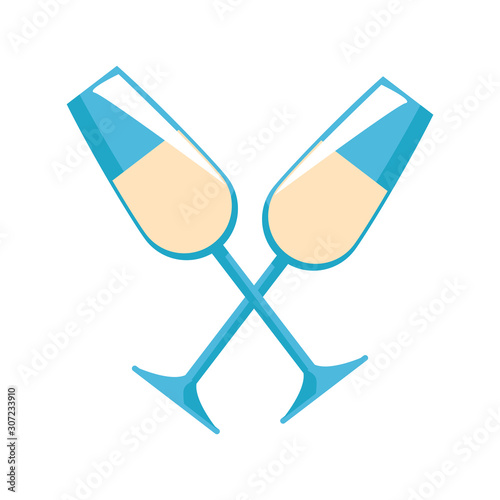 Sparkling wine glasses crossed icon